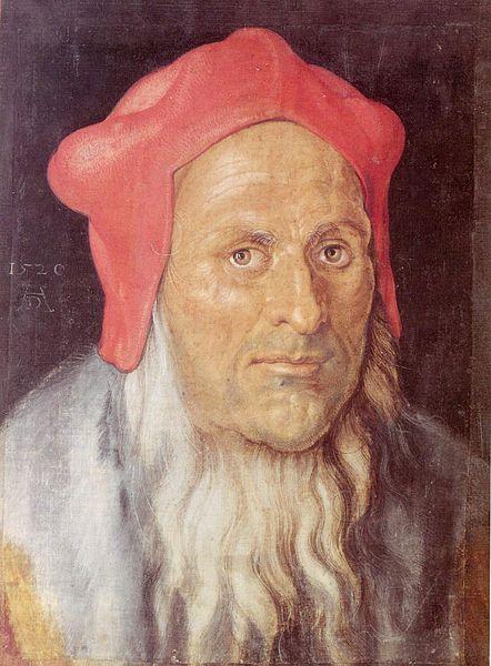 Albrecht Durer Portrat eines bartigen Mannes mit roter Kappe oil painting image